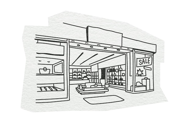 PNG Einkaufszentrum Architektur Linienkunst Illustration durchsichtiger Hintergrund