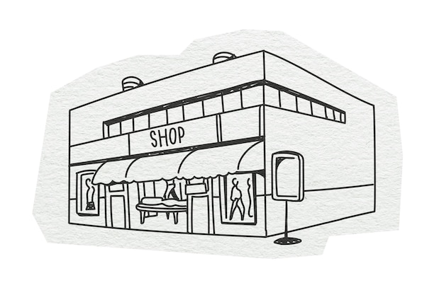 PNG Einkaufszentrum Gebäude Architektur Linienkunst Illustration transparenter Hintergrund