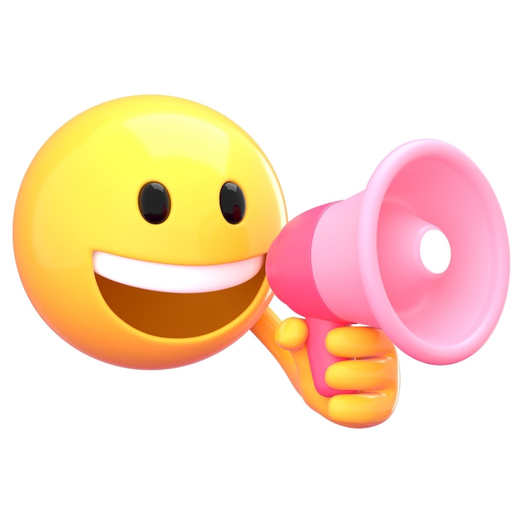 Foto png-emoji mit megafon-aufkleber durchsichtiger hintergrund