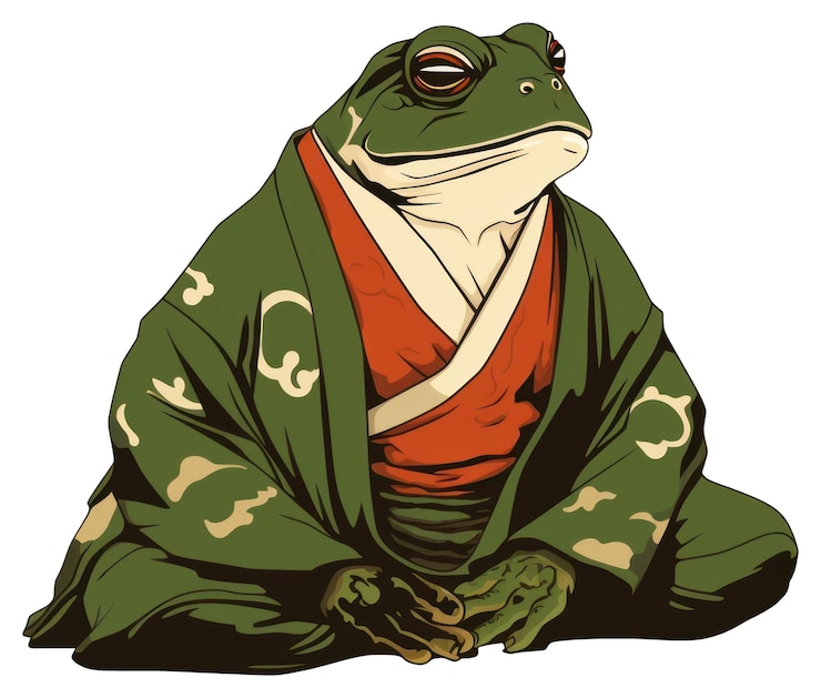 Foto png era edo personaje de granjero rana representación de anfibio sudadera