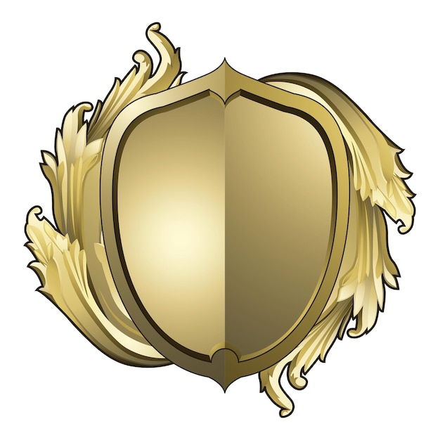 Png escudo barroco dourado elemento fundo transparente