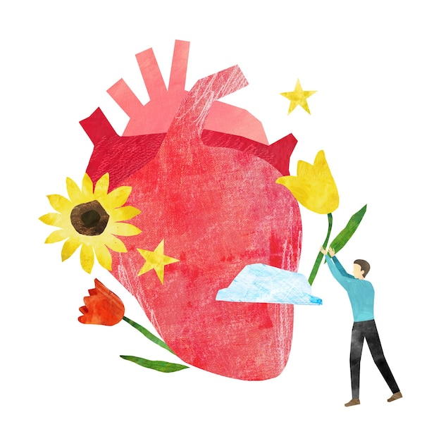 PNG Estética del corazón humano salud papel artesanía collage fondo transparente
