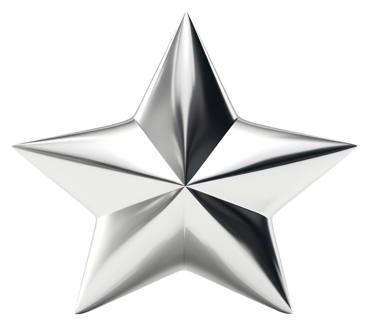 Foto png estrela brilhante de forma prateada