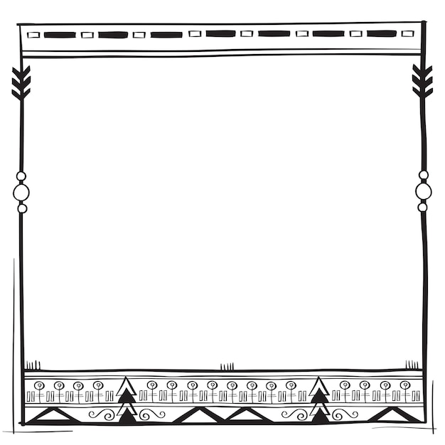 PNG ethnische Stammesgrenzrahmen-Droodle-Stil