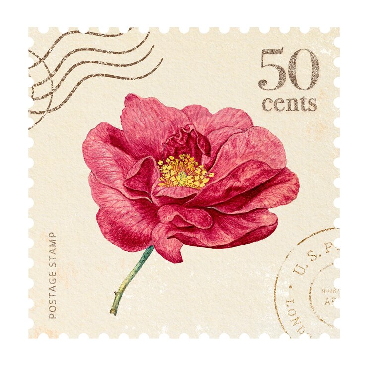 Foto png französische rose briefmarken aufkleber vintage blume durchsichtiger hintergrund