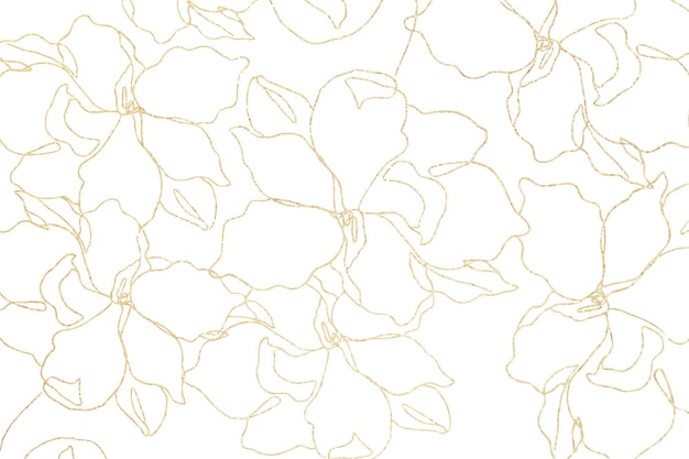 Png fundo padrão floral transparente com flor de ouro desenhada à mão