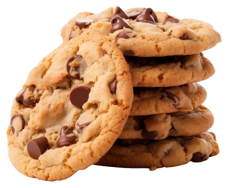 PNG galletas de chispas de chocolate comida de galletas fondo blanco
