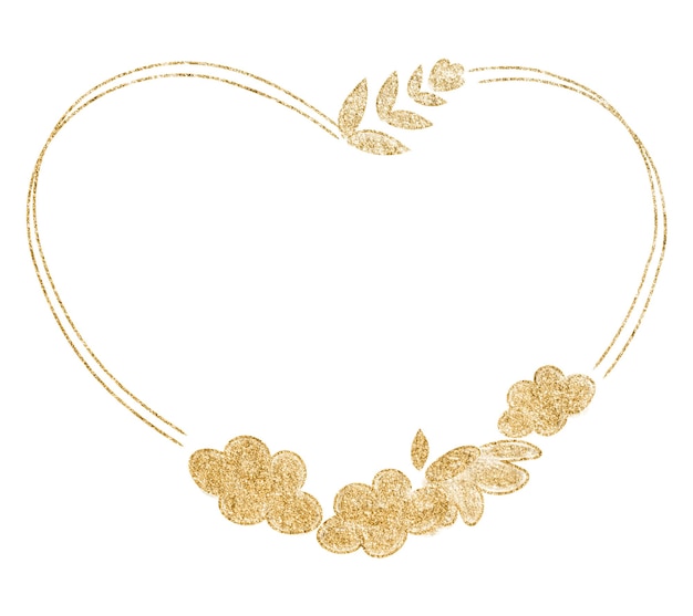 Png goldener blumiger herzförmiger Rahmen