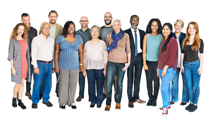 Foto png grupo de personas ocasionales diversas fondo transparente