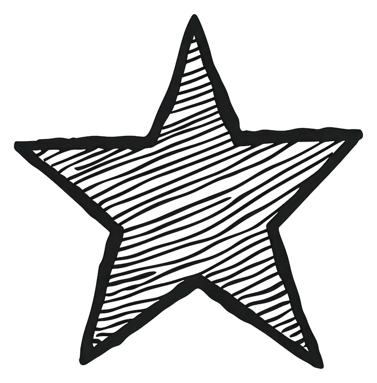Foto png handgezeichnete gestreifte sternillustration