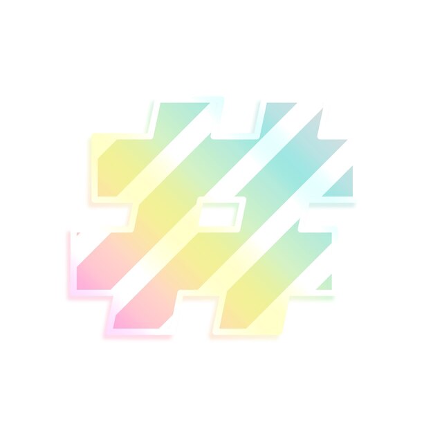 Png hashtag tipografía con gradiente de arco iris