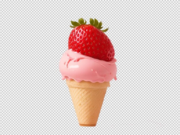 Foto png de helado de fresa psd sobre un fondo transparente