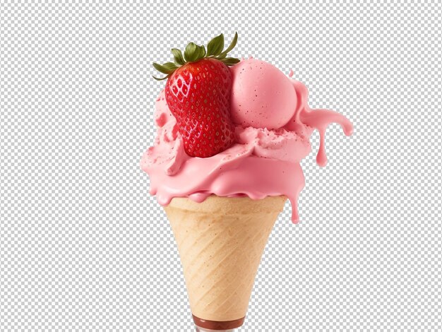 Foto png de helado de fresa psd sobre un fondo transparente