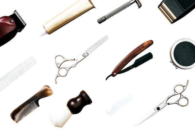 PNG herramientas de barbero patrón trabajo y concepto de carrera
