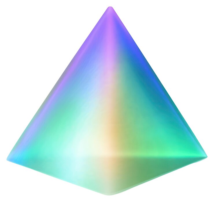 Foto png un icono de pirámide holográfica de fondo blanco refracción de un solo objeto