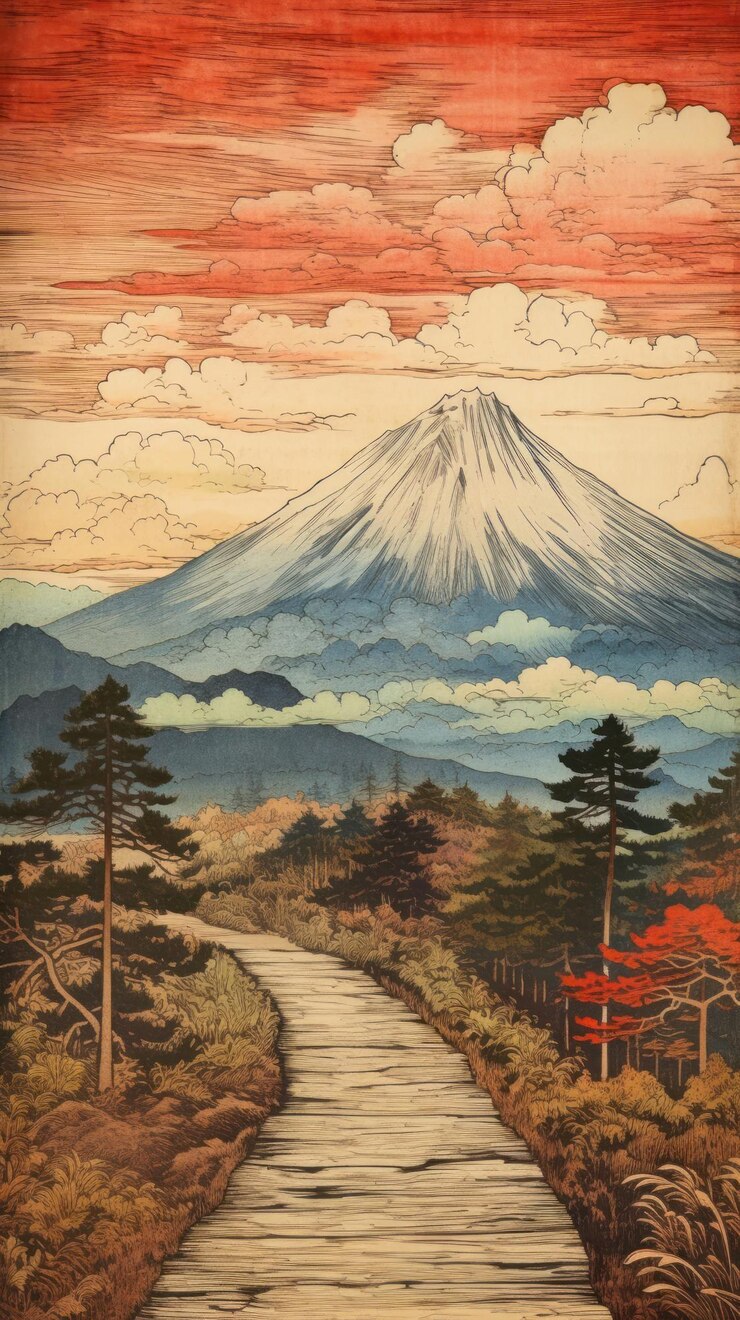 Foto png-illustration einer straße mit berglandschaft im freien