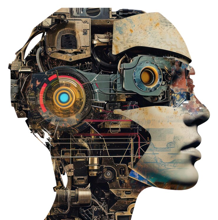 Foto png inteligência artificial tecnologia de colagem futurista