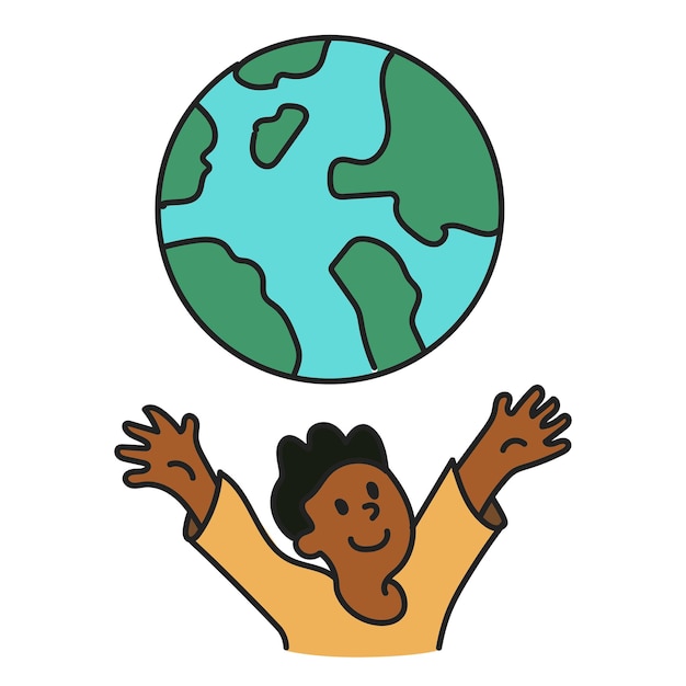 PNG Kid salve o planeta adesivo fundo transparente
