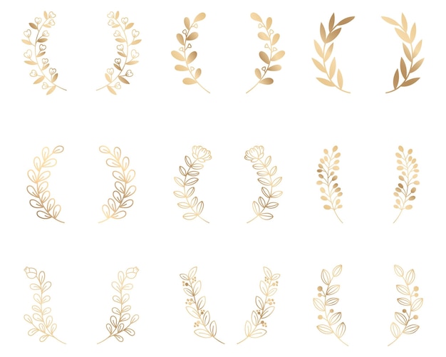 Png Kranz Aquarell Blumen Ornament Gold Luxus Stil Set