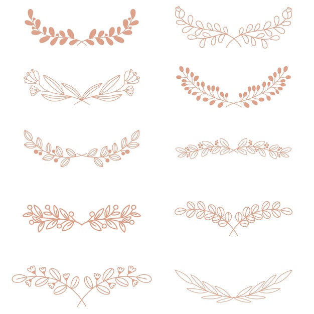 Png-Kranz Aquarell Blumenornament Rosengold Vintage-Stil-Set