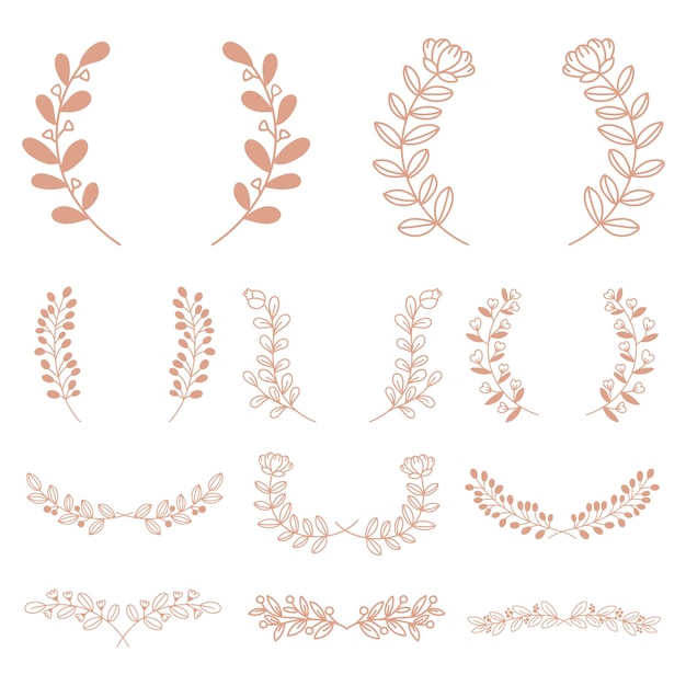 Png-Kranz Aquarell Blumenornament Rosengold Vintage-Stil-Set