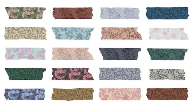 Png Leafy washi tape journal sticker set remix de obras de arte de William Morris