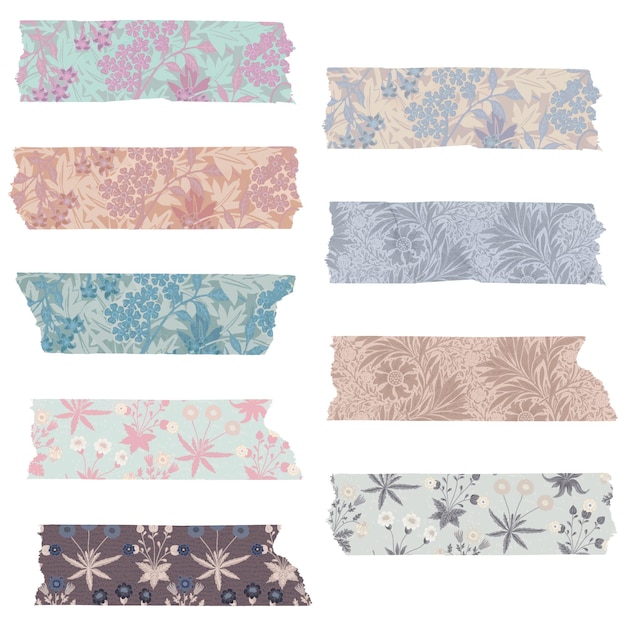 Png Leafy washi tape journal sticker set remix de las obras de arte de William Morris