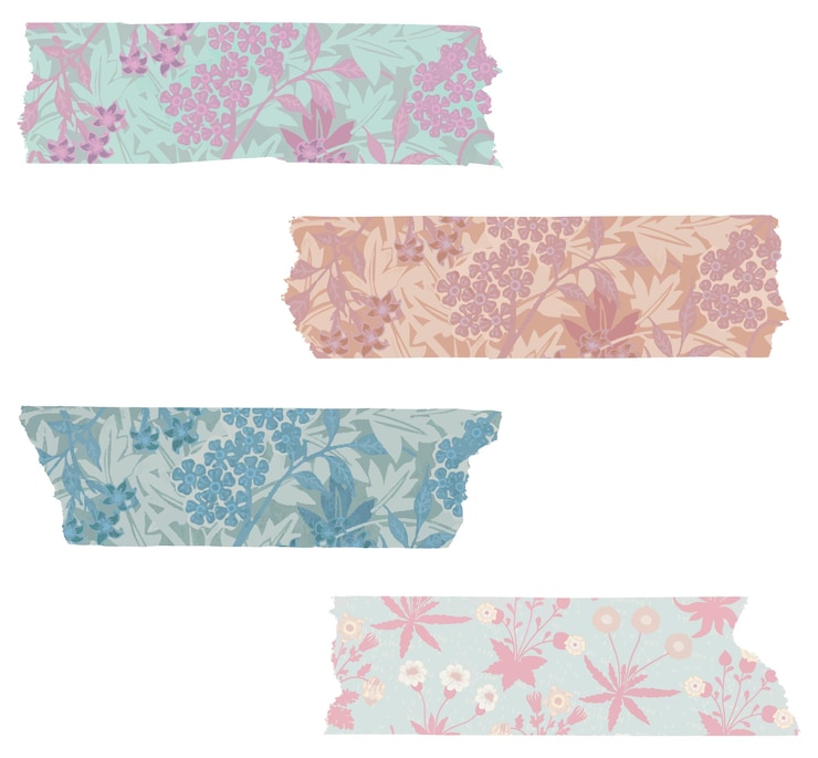 Foto png leafy washi tape journal sticker set remix de las obras de arte de william morris