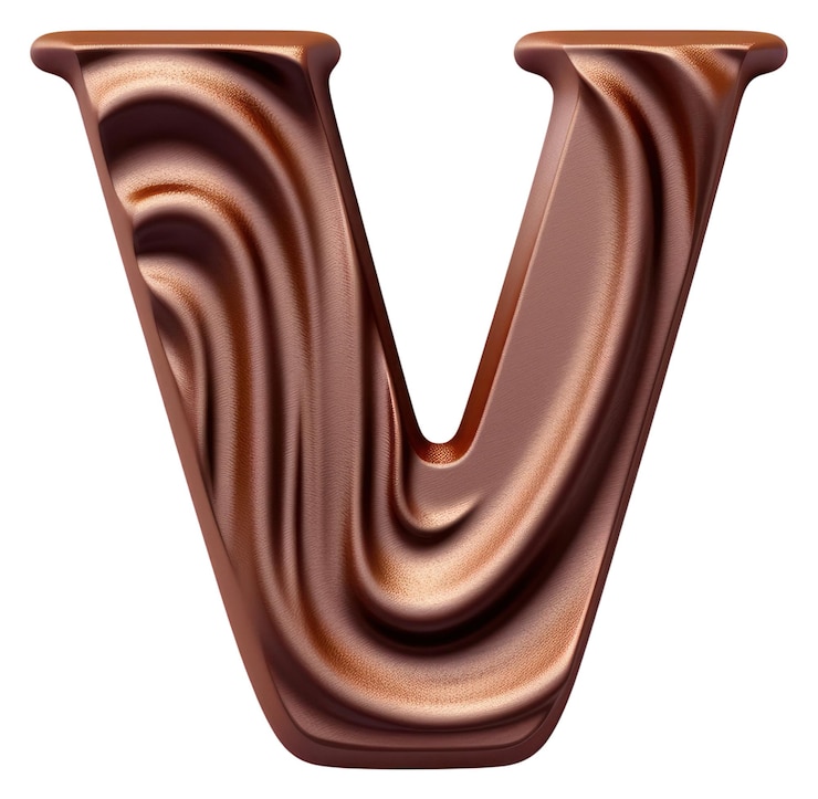 Foto png letra v fuente marrón chocolate