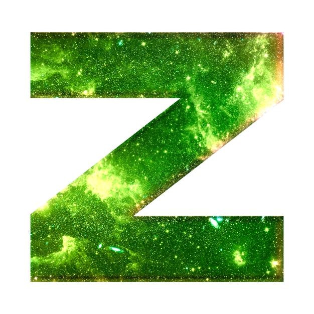 Foto png letra z efecto galaxia tipografía fuente verde