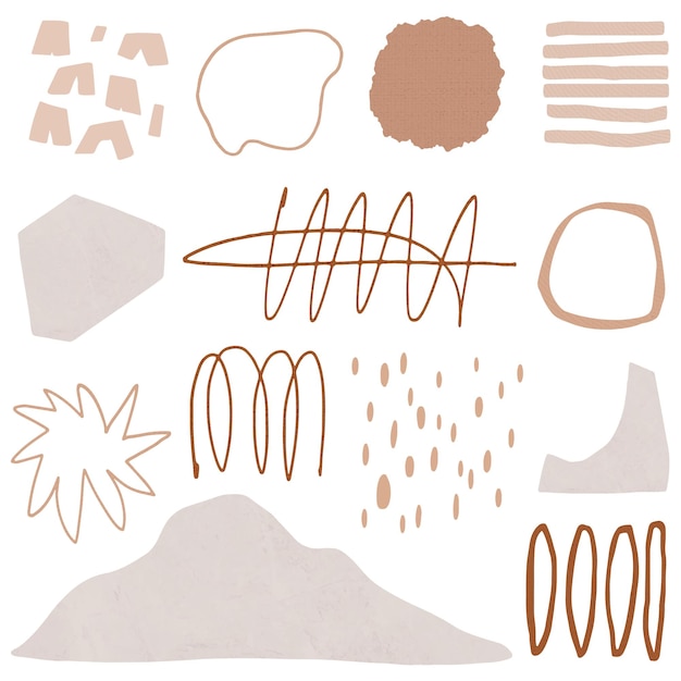 Png-Memphis-Stil braune Designelemente in der Earth-Tone-Kollektion