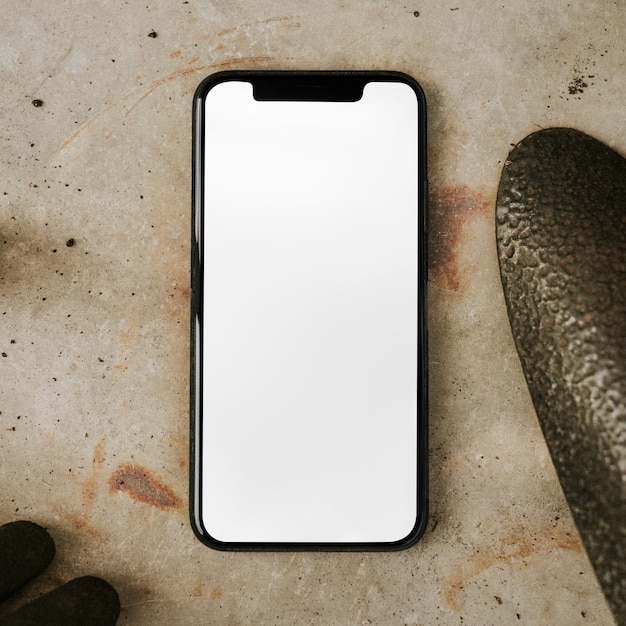 Png-Mockup des Handy-Bildschirms Flatlay
