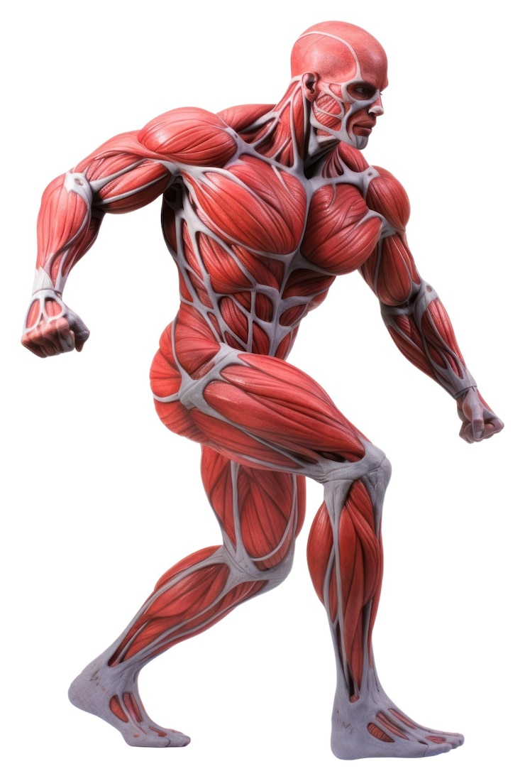 Foto png modelo de anatomía adulto fondo blanco culturismo