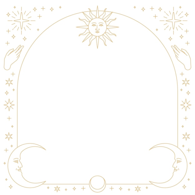 Png monoline ícones celestes quadro quadrado em ouro
