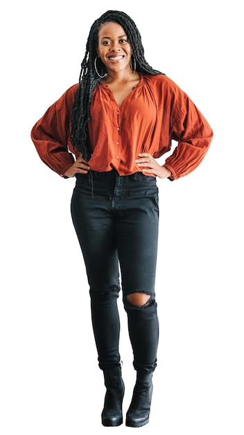 Png mujer negra cortada todo el cuerpo fondo transparente