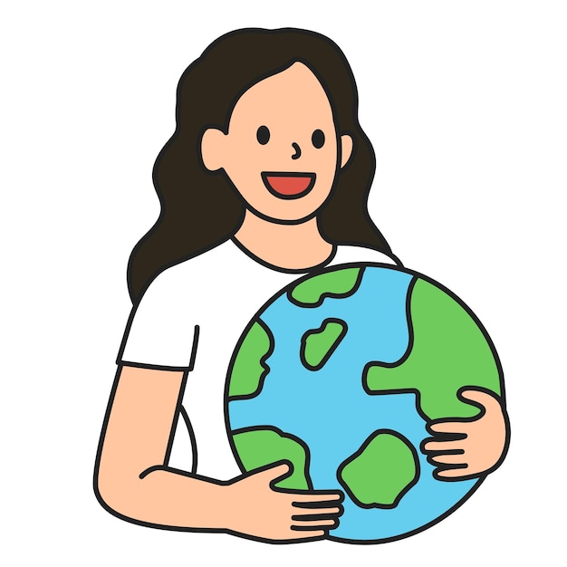 PNG Mulher salve o planeta adesivo fundo transparente