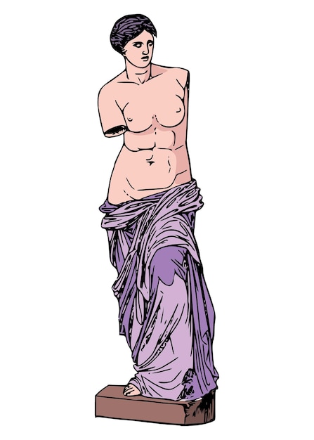 Png nackte griechische Göttin-Statue Aufkleber Vintage-Illustration durchsichtiger Hintergrund