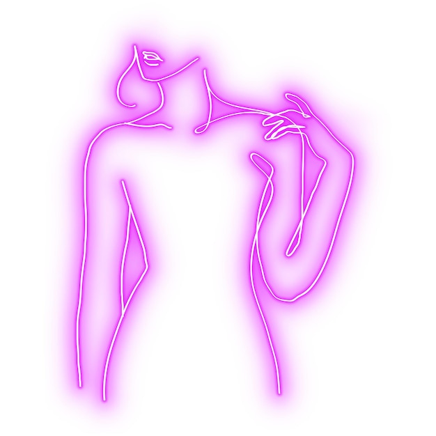 PNG neón púrpura mujer ilustración fondo transparente