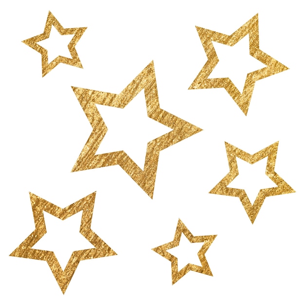 Png ouro estrelas brilhantes adesivo forma estética fundo transparente