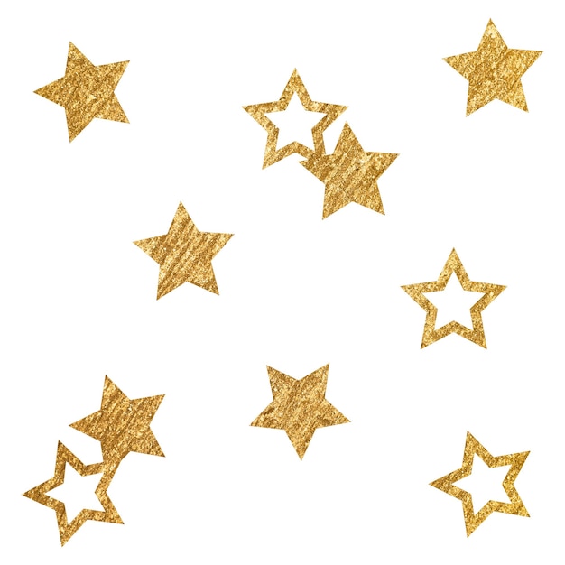 Png ouro estrelas brilhantes adesivo forma estética fundo transparente