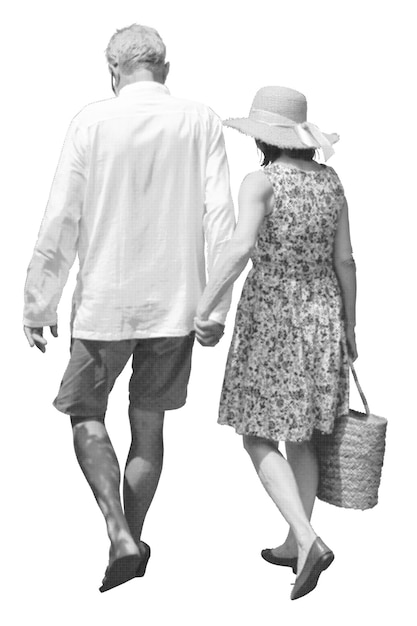 Png pareja jubilada con la mano pegatina de fondo transparente