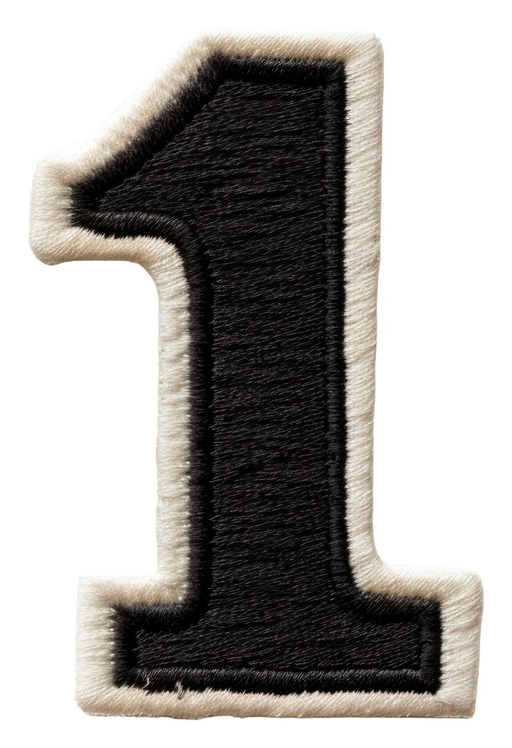 Foto png patch letra número 1 preto branco fundo branco