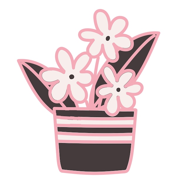 Png pegatina de flor rosada con un dibujo bonito y un fondo transparente
