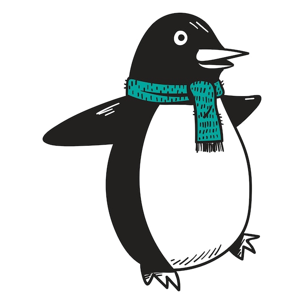 Png personaje de pingüino feliz pegatina dibujada a mano fondo transparente