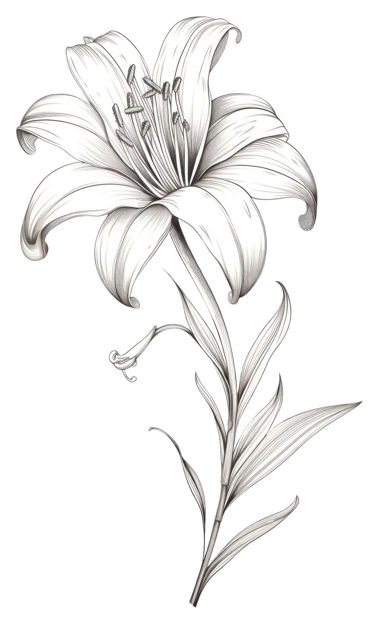 Foto png planta de esboço de desenho de flores exóticas vintage
