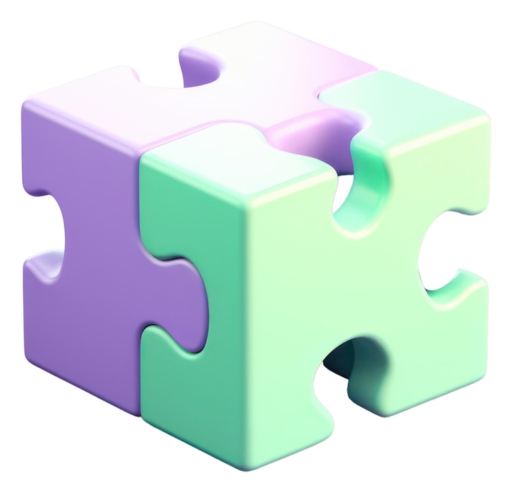Foto png puzzle roxo verde incompleto