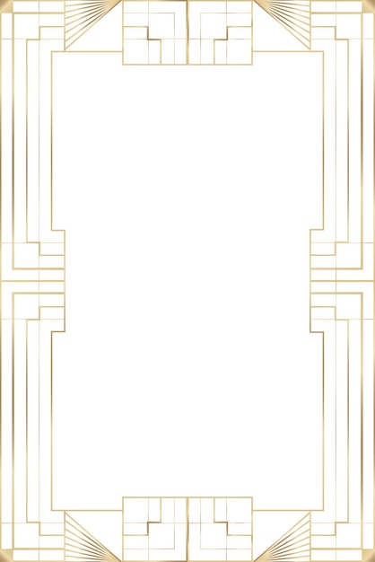 Png-Rahmen in Gold-Art-Deco-Stil auf durchsichtigem Hintergrund