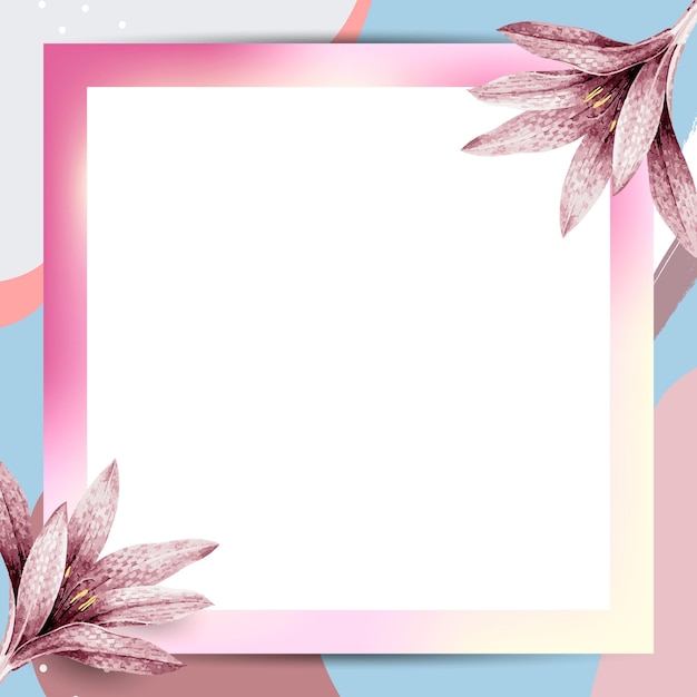 Png-Rahmen in rosa Memphis-Design mit Blumen