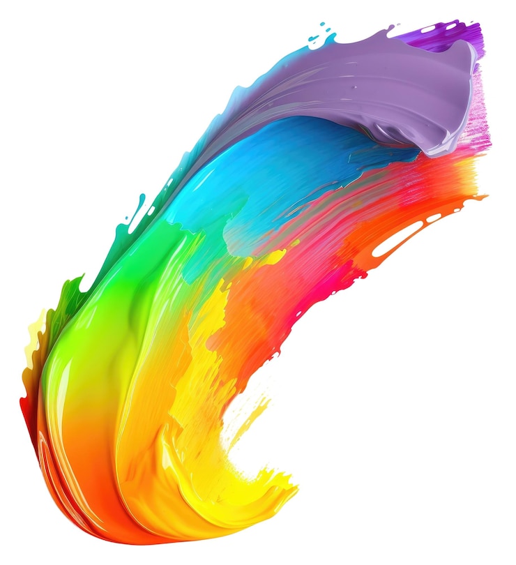 Foto png regenbogen flach farbpinsel strich weißer hintergrund leichte kreativität