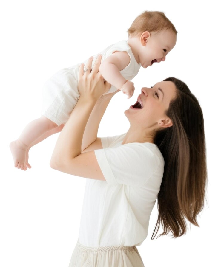 Foto png retrato de bebê-mãe feliz adulto